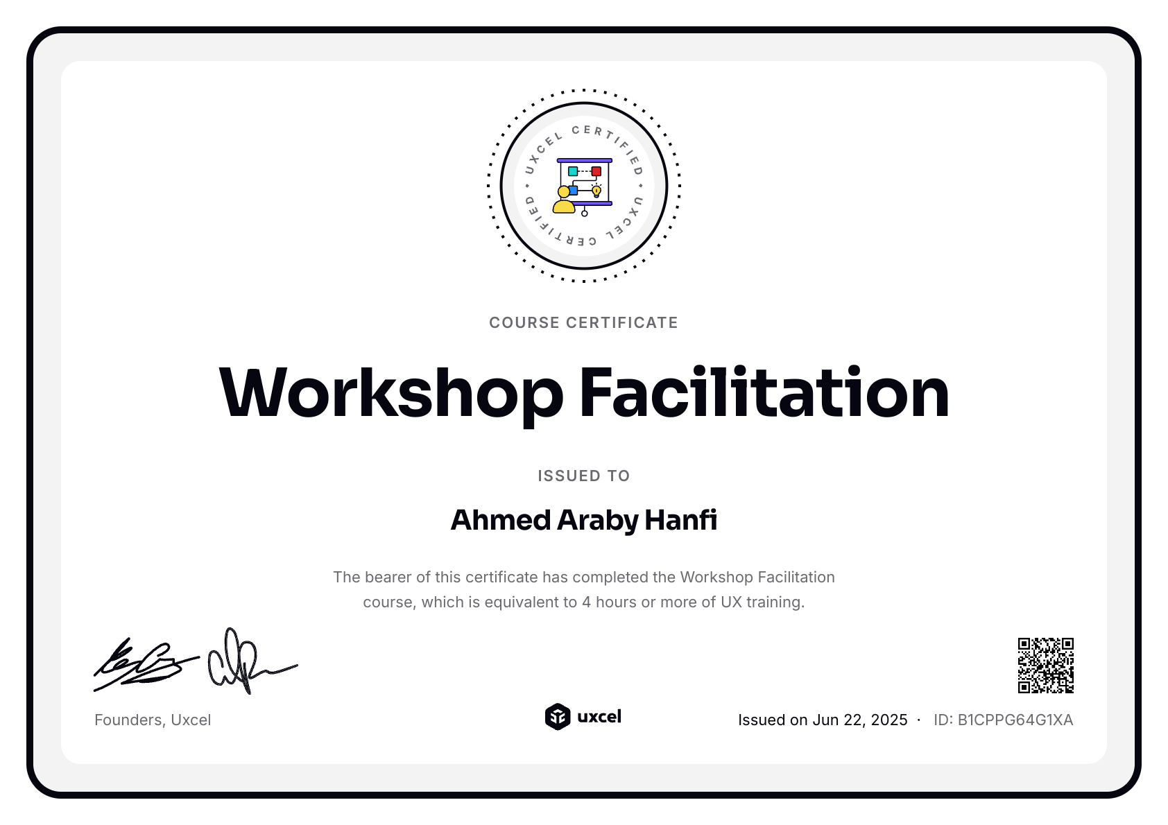 Ahmed Araby Hanfi's certificate